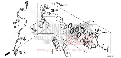 ETRIER DE FREIN AVANT (ABS) SH125ADG de 2016